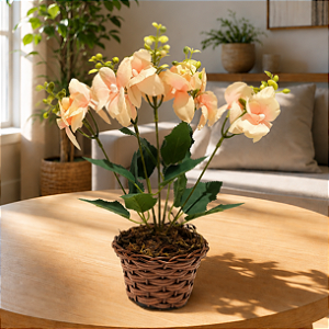Arranjo Orquidea 5 Galhos Com Vaso Estilo Junco Salmao