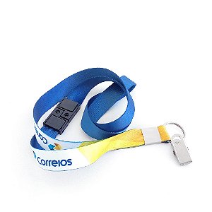 Cordão para Crachá 16mm Personalizado - Digital C/Clips Jacaré C/Argola + Trava de Segurança [Q] ( 16 x 85 cm )