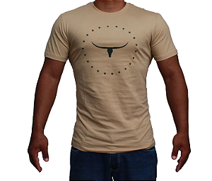 Camiseta Moiadeiros Masculina Caqui Detalhe Verde REF:MC599C