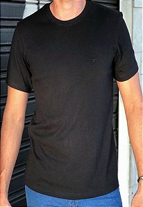 Camiseta Moiadeiros Masculina Básica Preta Slim Logo Bordado REF:MC563C
