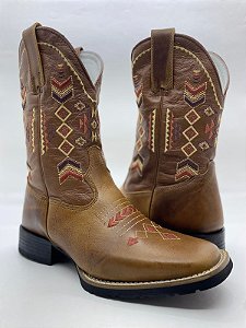 BOTA FEMININA STAR ROPES CREME COM DETALHE MARROM REF:001202