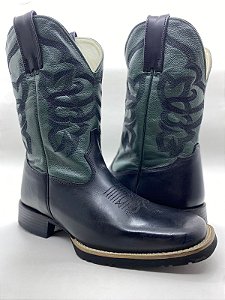 BOTA MASCULINA STAR ROPES PRETA COM CANO VERDE REF:001204