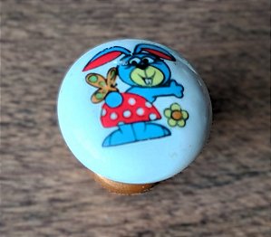 COELHO AZUL - PUXADOR DE PORCELANA  PARA QUARTO INFANTIL