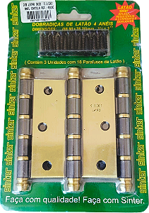 DOBRADIÇAS 3-1/2X3" COLONIAIS EM LATÃO COM 4 ANÉIS DE ROLAMENTO - LO