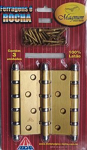 DOBRADIÇAS COLONIAIS 4X3" LA 100% LATÃO COM 4 ANÉIS DE ROLAMENTO