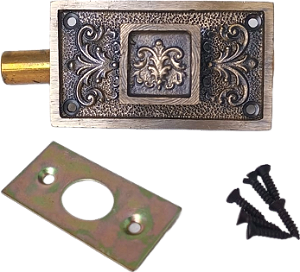 FECHO DE EMBUTIR TRABALHADO COLONIAL DE SEGURANÇA  PARA PORTAS OU JANELAS - 11