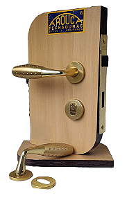 Fechadura Arouca dourada 55mm  para porta externa - 35R-50 LPE