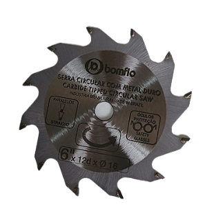 SERRA CIRCULAR 6" COM 12 DENTES E PONTAS DE METAL DURO BOMFIO (4651/6 12D)