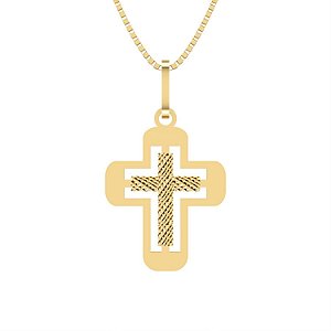 Pingente Cruz Bordada Ouro 18k