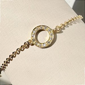Pulseira Liz Elo Português e Zircônias - Ouro 18k
