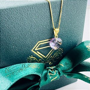 Gargantilha Coração Ametista - Ouro 18k
