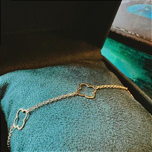Pulseira Trevo "Sorte Minha" - Ouro 18 k