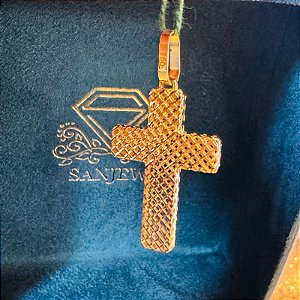 Pingente Cruz Tramada Ouro 18k