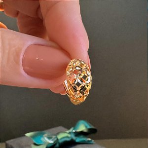 Brinco Gota Rendada Grande - Ouro 18K