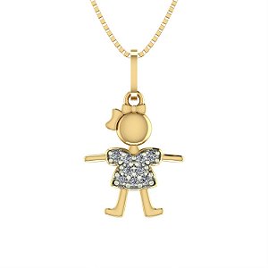 Pingente Menina Tesouro - ouro 18 k