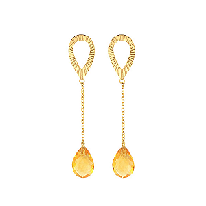 Brinco Amálie Citrino natural ouro 18k