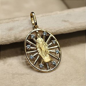 Pingente Nossa Senhora das Graças com topázios - ouro 18k
