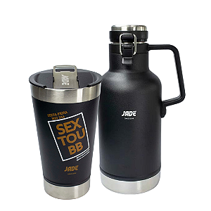Promoção Growler 1L e 900 ML + 1 Copo Coleção Henrique Madeirite Preto