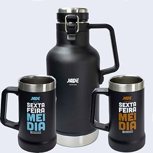 Promoção Growler 1L e 900 ML + 2 Canecas Coleção Henrique Madeirite