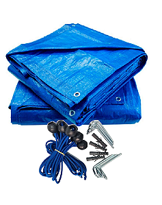 CAPA PISCINA LONA 330 MICRAS AZUL 2,50 X 2,50 + KIT FIXAÇÃO