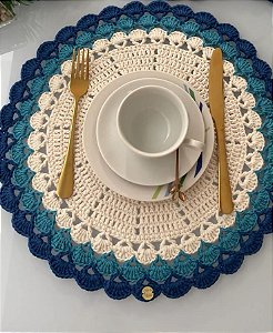 kit Sousplat em crochê 4 peças 40 cm diâmetro S008