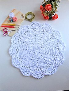 kit Sousplat em crochê 4 peças 40 cm diâmetro S016