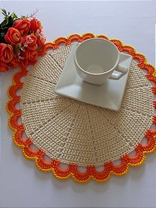 kit Sousplat em crochê 4 peças 40 cm diâmetro S020