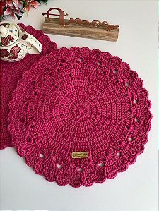 kit Sousplat em crochê 4 peças 40 cm diâmetro S029