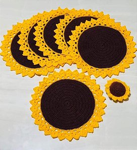 kit Sousplat em crochê 4 peças 40 cm diâmetro S032