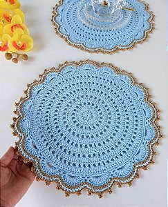 kit Sousplat em crochê 4 peças 40 cm diâmetro S038