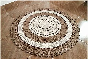 Tapete para sala em crochê 120cm diâmetro TS003