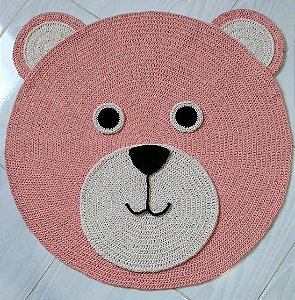 Tapete urso para quarto em crochê 120cm diâmetro TS0016