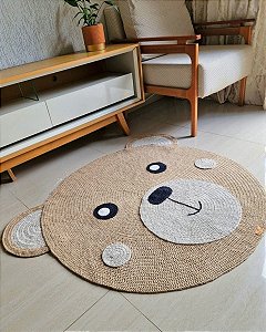 Tapete urso para quarto em crochê 120cm diâmetro TS0019