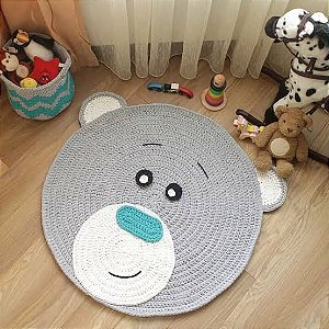 Tapete urso para quarto em crochê 120cm diâmetro TS0020