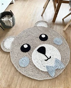 Tapete urso para quarto em crochê 120cm diâmetro TS0021