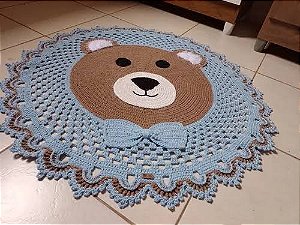 Tapete urso para quarto em crochê 120cm diâmetro TS0022