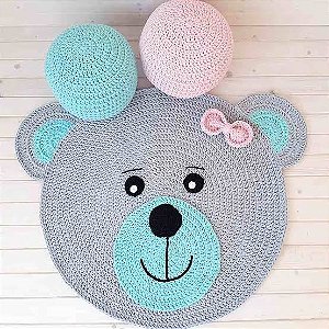 Tapete urso para quarto em crochê 120cm diâmetro TS0023