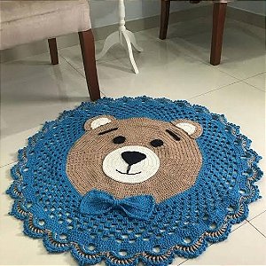Tapete urso para quarto em crochê 120cm diâmetro TS0024