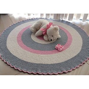 Tapete para quarto em crochê 120cm diâmetro TS0033