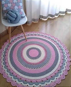 Tapete para quarto em crochê 120cm diâmetro TS0035