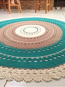 Tapete para sala em crochê 120cm diâmetro TS0037