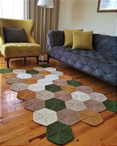 Tapete retangular para sala em crochê 150x100cm TS0044