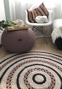 Tapete para sala redondo em crochê 150cm diâmetro TS070