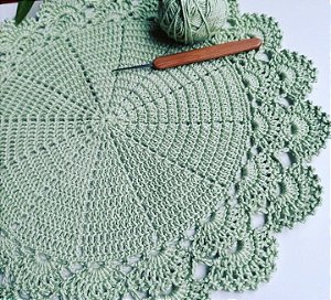 kit Sousplat em crochê 6 peças 40 cm diâmetro S00112