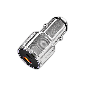Carregador Veicular USB / USB-C - Prata