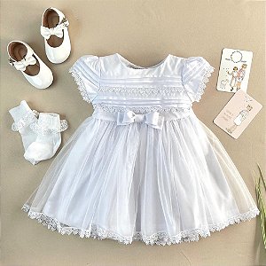 VESTIDO PREGA COM MANGA GUIPIR