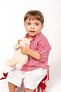 Bermuda infantil social masculina em linho