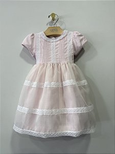Vestido linho com saia de organza