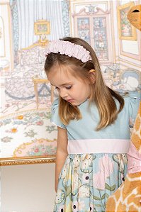 Vestido barrado com faixa