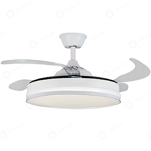 VENTILADOR DE TETO COM PÁ RETRÁTIL E CONTROLE REMOTO - BRANCO E PRETO